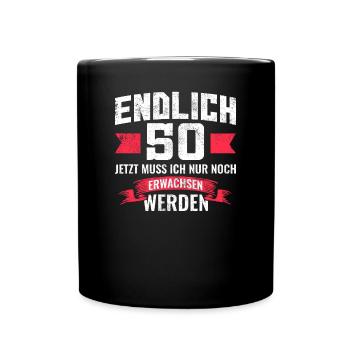 50 Geburtstag - Tasse einfarbig - Schwarz - Vorne