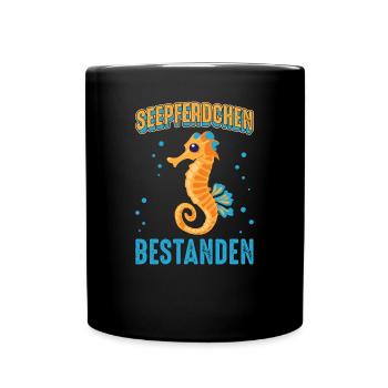 Seepferdchen Abzeichen - Tasse einfarbig - Schwarz - Vorne