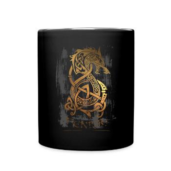 Fenrir Wolf - Walhalla - Nordisch - Odin - Tasse einfarbig - Schwarz - Vorne