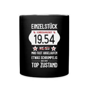 72. GEBURTSTAG 1954 EINZELSTÜCK PREISSCHILD - Tasse einfarbig - Schwarz - Vorne