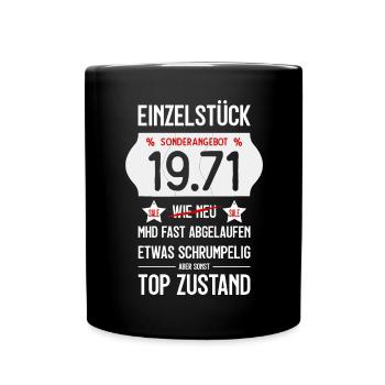 55. GEBURTSTAG 1971 EINZELSTÜCK PREISSCHILD - Tasse einfarbig - Schwarz - Vorne
