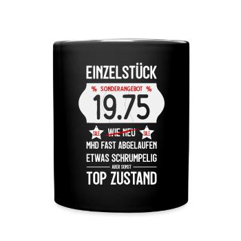 51. GEBURTSTAG 1975 EINZELSTÜCK PREISSCHILD - Tasse einfarbig - Schwarz - Vorne