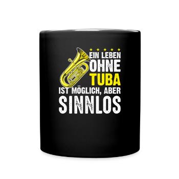 Tuba Orchester Spruch - Tasse einfarbig - Schwarz - Vorne