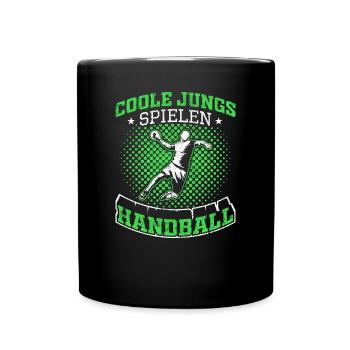 Handball | Coole Jungs spielen Handball - Tasse einfarbig - Schwarz - Vorne