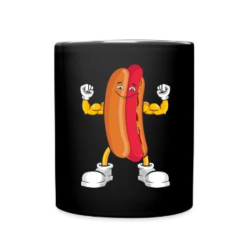 Hot Dog Bodybuilding Fitness Gym Gift - Full Colour Mug - black - Front