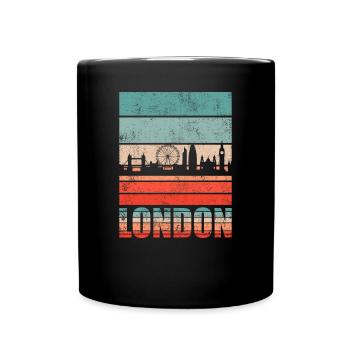 London Retro Skyline - Tasse einfarbig - Schwarz - Vorne