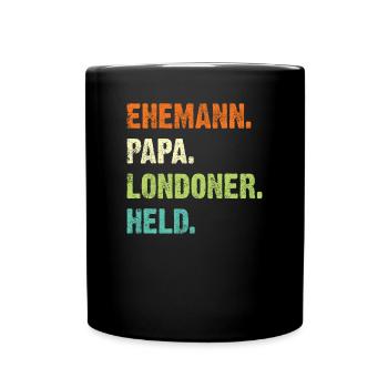London Stadt Papa Vater Vatertag Geschenk Spruch - Tasse einfarbig - Schwarz - Vorne