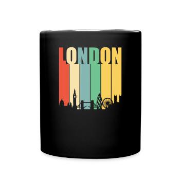 London Retro Vintage Skyline Stadt Heimat - Tasse einfarbig - Schwarz - Vorne