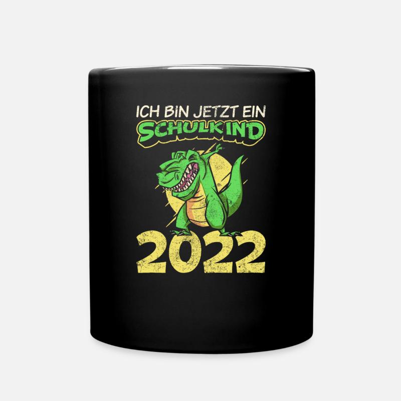 Einschulung Dino Schulkind 2022 - Tasse einfarbig - Schwarz