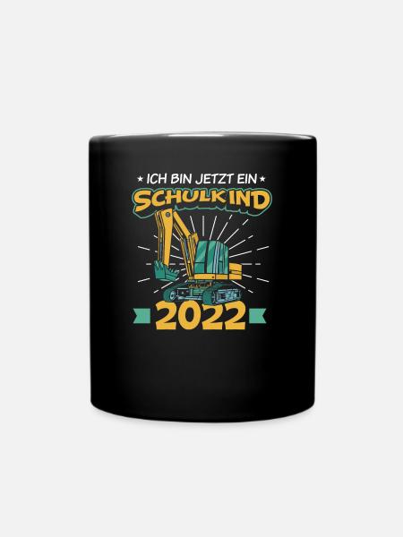 Einschulung Schulkind Bagger Jungen Geschenk - Tasse einfarbig - Schwarz