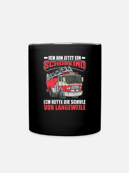 Einschulung | Schulkind Junge Feuerwehr - Tasse einfarbig - Schwarz