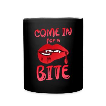 Kommen Sie für einen Vampirbiss Halloween Humor - Tasse einfarbig - Schwarz - Vorne