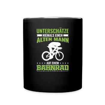 Bahnrad | Alter Mann Bahnradfahrer Geschenk - Tasse einfarbig - Schwarz - Vorne