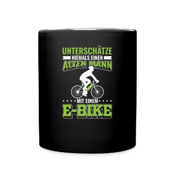 E Bikes E Bike E-Bikes Elektro Bike Männer Spruch - Tasse einfarbig - Schwarz - Vorne