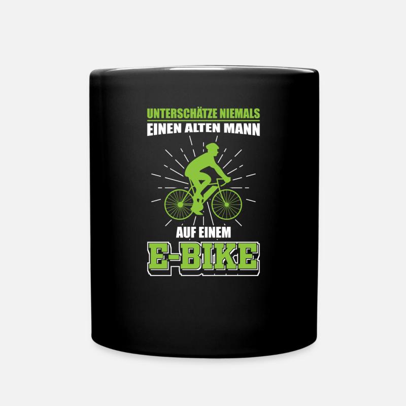 E Bikes | Altes Männer E-Bike Geschenk - Tasse einfarbig - Schwarz
