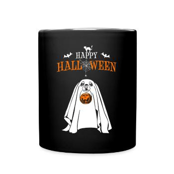Happy Halloween Hund Geist Kürbis Hunde Wilsigns - Tasse einfarbig - Schwarz - Vorne