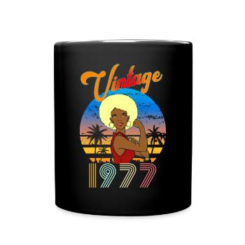 Anniversaire 1977 vintage blonde Femme Afro - Mug uni - noir - Devant