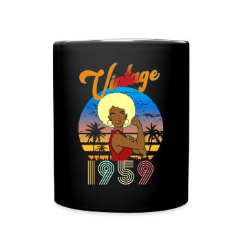 Jahrgang 1959 Vintage Frau Afroblond - Tasse einfarbig - Schwarz - Vorne