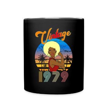 Frauengeburtstag 1979 vintage blond - Tasse einfarbig - Schwarz - Vorne