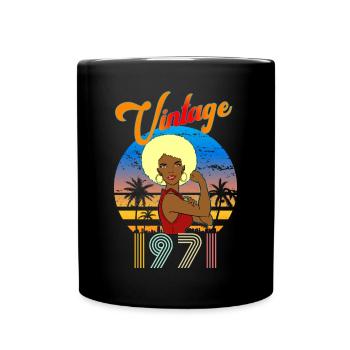 Anniversaire 1971 Femme Afro Style Vintage - Mug uni - noir - Devant
