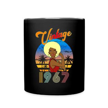 Birthday Woman 1967 Vintage Woman Afro Blonde - Tasse einfarbig - Schwarz - Vorne