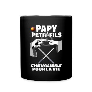 Papy et Petit fils chevaliers Annonce Bébé - Mug uni - noir - Devant