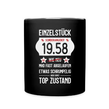68. GEBURTSTAG 1958 EINZELSTÜCK PREISSCHILD - Tasse einfarbig - Schwarz - Vorne
