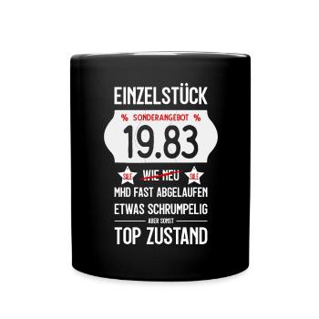 43. GEBURTSTAG 1983 EINZELSTÜCK PREISSCHILD - Tasse einfarbig - Schwarz - Vorne