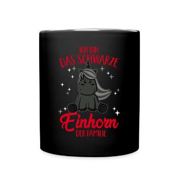 Das schwarze Einhorn der Familie Schwarzes Schaf - Tasse einfarbig - Schwarz - Vorne