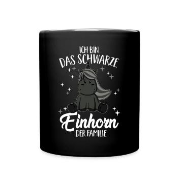 Das schwarze Einhorn der Familie Schwarzes Schaf - Tasse einfarbig - Schwarz - Vorne