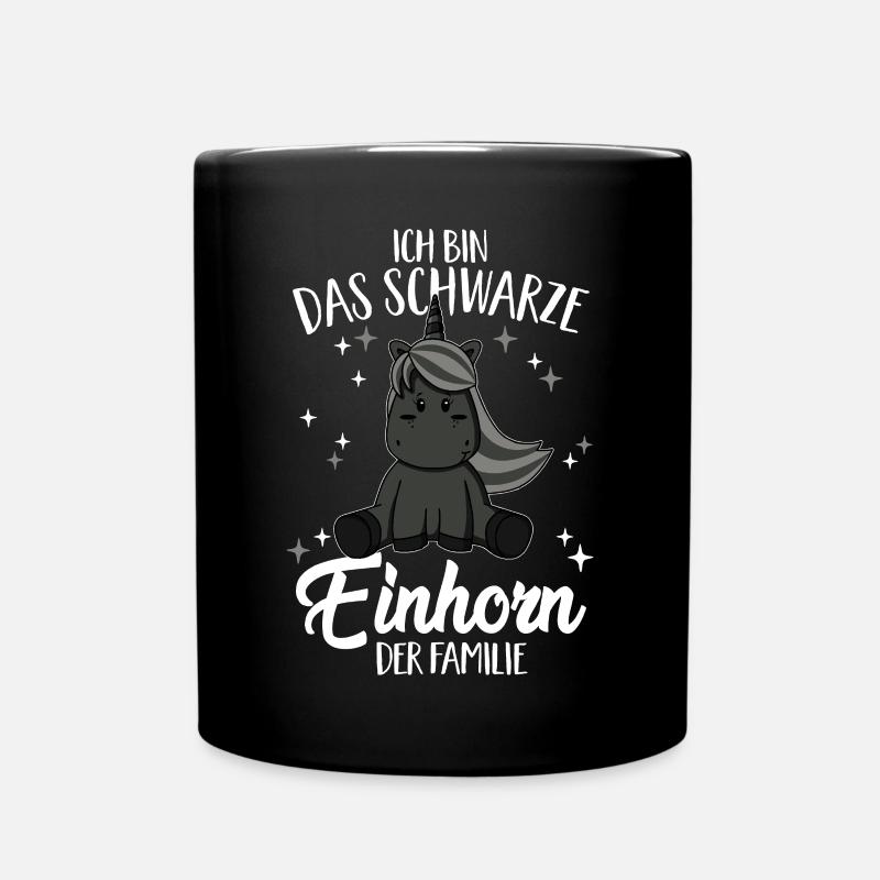 Das schwarze Einhorn der Familie Schwarzes Schaf - Tasse einfarbig - Schwarz