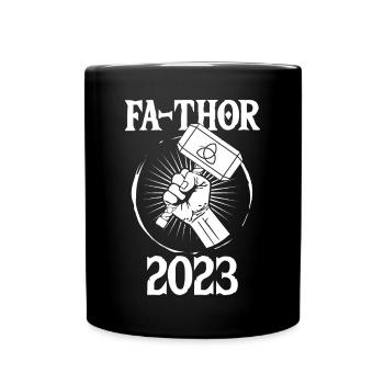 Ich werde VA-THOR 2023 Geschenk Vater Papa Baby - Tasse einfarbig - Schwarz - Vorne