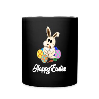 Frohe Oster wünscht der kleine Süße Osterhase - Tasse einfarbig - Schwarz - Vorne