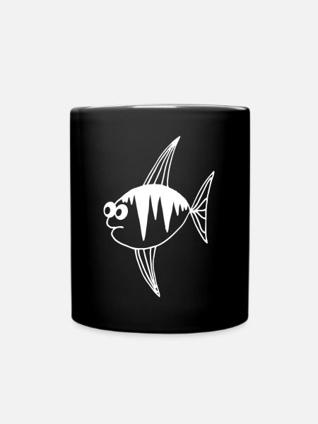 Cartoon Fisch - lustiges Fische Design - Tasse einfarbig - Schwarz