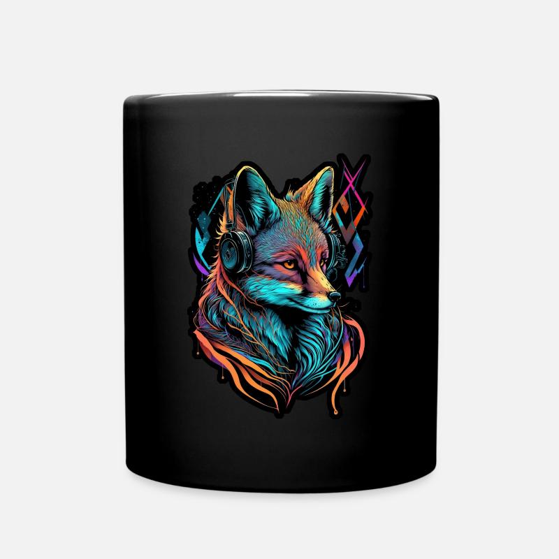 Neon Fuchs 80er Festival Nerd Hipster Fox Musik - Tasse einfarbig - Schwarz