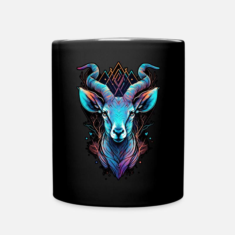 Gazelle Steinbock Ziege Berge Urlaub Hipster Neon - Tasse einfarbig - Schwarz