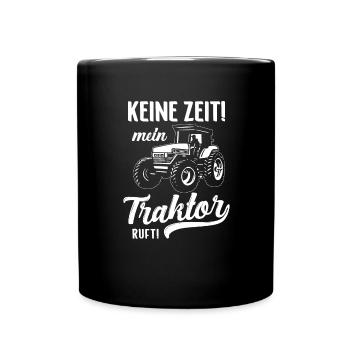 Traktorfahrer Trecker Traktor Landmaschine - Tasse einfarbig - Schwarz - Vorne