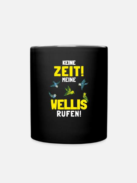 Wellensittich Sittiche Welli Figur Sittichhalter - Tasse einfarbig - Schwarz