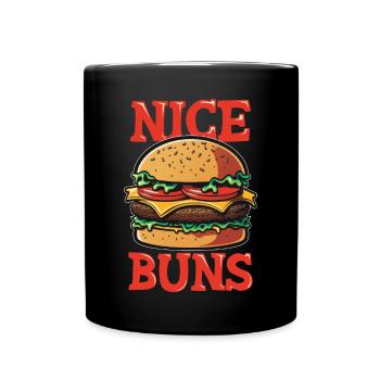 Nice Buns - Hamburger Fast Food Pommes Käse Burger - Tasse einfarbig - Schwarz - Vorne