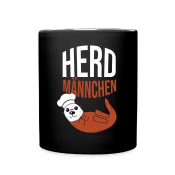 Herdmännchen Koch Kochschürze Hobbykoch Küche - Tasse einfarbig - Schwarz - Vorne