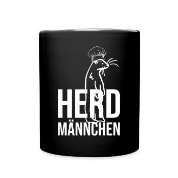 Herdmännchen Koch Kochschürze Hobbykoch Küche - Tasse einfarbig - Schwarz - Vorne