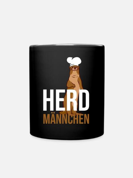 Herdmännchen Koch Kochschürze Hobbykoch Küche - Tasse einfarbig - Schwarz