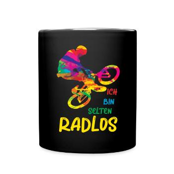 MTB Fahrer Mountainbike Ich Bin Selten Radlos - Tasse einfarbig - Schwarz - Vorne