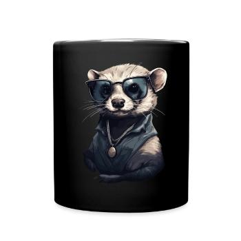 Furet cool avec des lunettes de soleil - Mug uni - noir - Devant