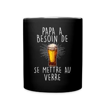 Papa Biere Se mettre Au Verre Humour Homme - Mug uni - noir - Devant