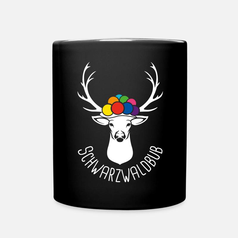 Hirsch Schwarzwaldbub weiss - Tasse einfarbig - Schwarz