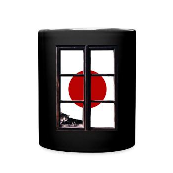 Drapeau du Japon utilisé Look Nihon drapeau japonais - Mug uni - noir - Devant