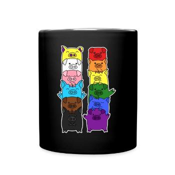 Pride Progress Flagge Schwein Gleichberechtigung - Tasse einfarbig - Schwarz - Vorne