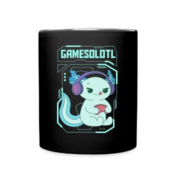 Gamesolotl Pun Design for Axolotl Lovers - Full Colour Mug - black - Front