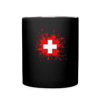 Schweiz Flagge - Tasse einfarbig - Schwarz - Vorne